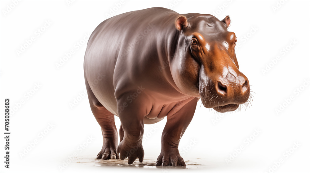 Fototapeta premium hippopotamus in white background landscape