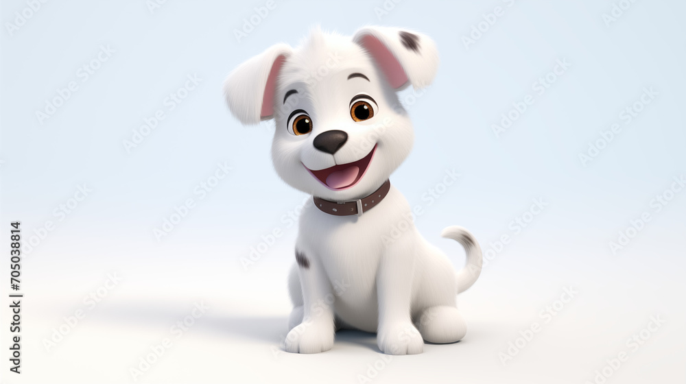 white cute puppy isolate in white background animated 3d cartoon white cute puppy isolate in white background animated 3d cartoon