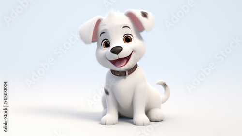 white cute puppy isolate in white background animated 3d cartoon