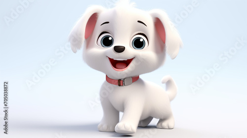 cartoon 3d isolated white puppy in clear background