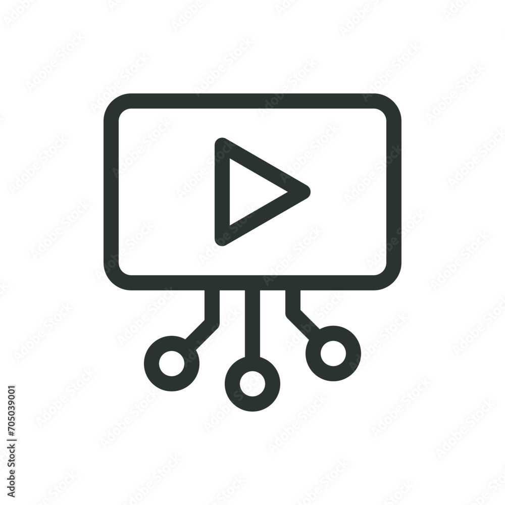 AI video generator isolated icon, neural network for video creation vector icon with editable stroke AI video generator isolated icon, neural network for video creation vector icon with editable stroke