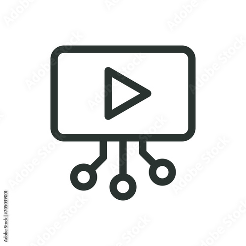 AI video generator isolated icon, neural network for video creation vector icon with editable stroke