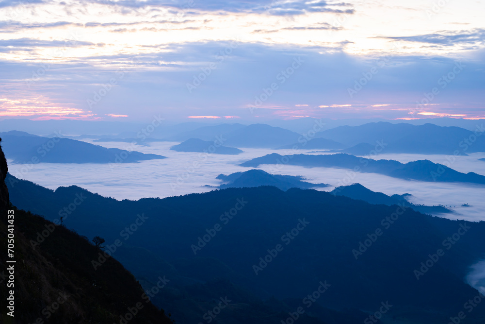 Sunrise and Mist mountain