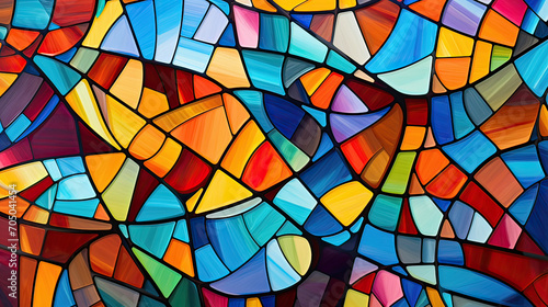 A vibrant abstract mosaic resembling stained glass windows  with rich colors and intricate shapes creating an inspiring visual effect Ai Generative