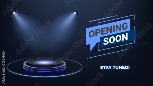 A Stage Illuminated for the Future. Lights, Camera, Mystery! A Spotlight Shines on the Next Big Thing! Get ready for the future with our sleek and modern Coming Soon design.