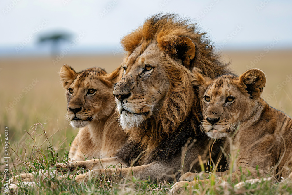 Lovely lion family endangered animal wildlife, group of lion in savanna. Lovely lion family endangered animal wildlife, group of lion in savanna.
