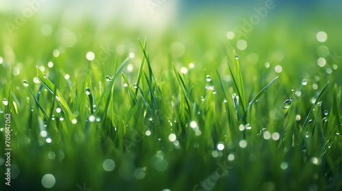 green grass with dew drops