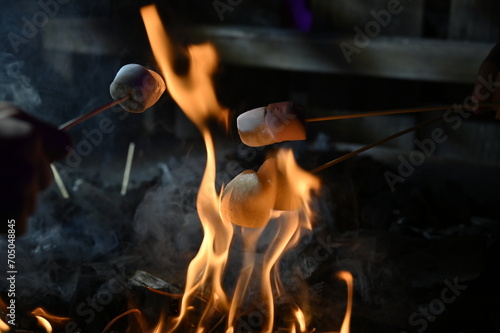 Marshmallows grillés au feu de charbon