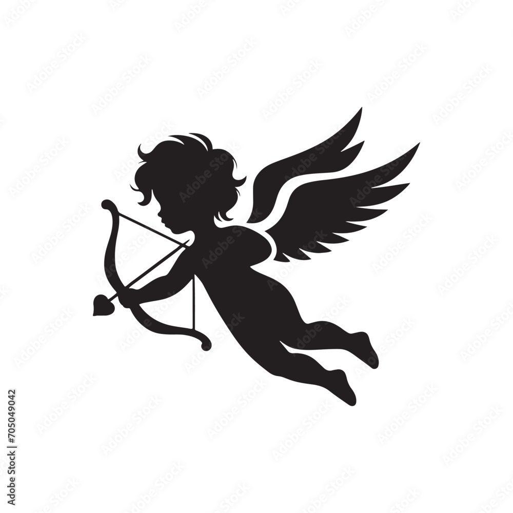 Divine Valentine Cupid's Harmony: Romantic Stock with a Touch of Romance - Valentine Vector - Cupid Vector Stock
