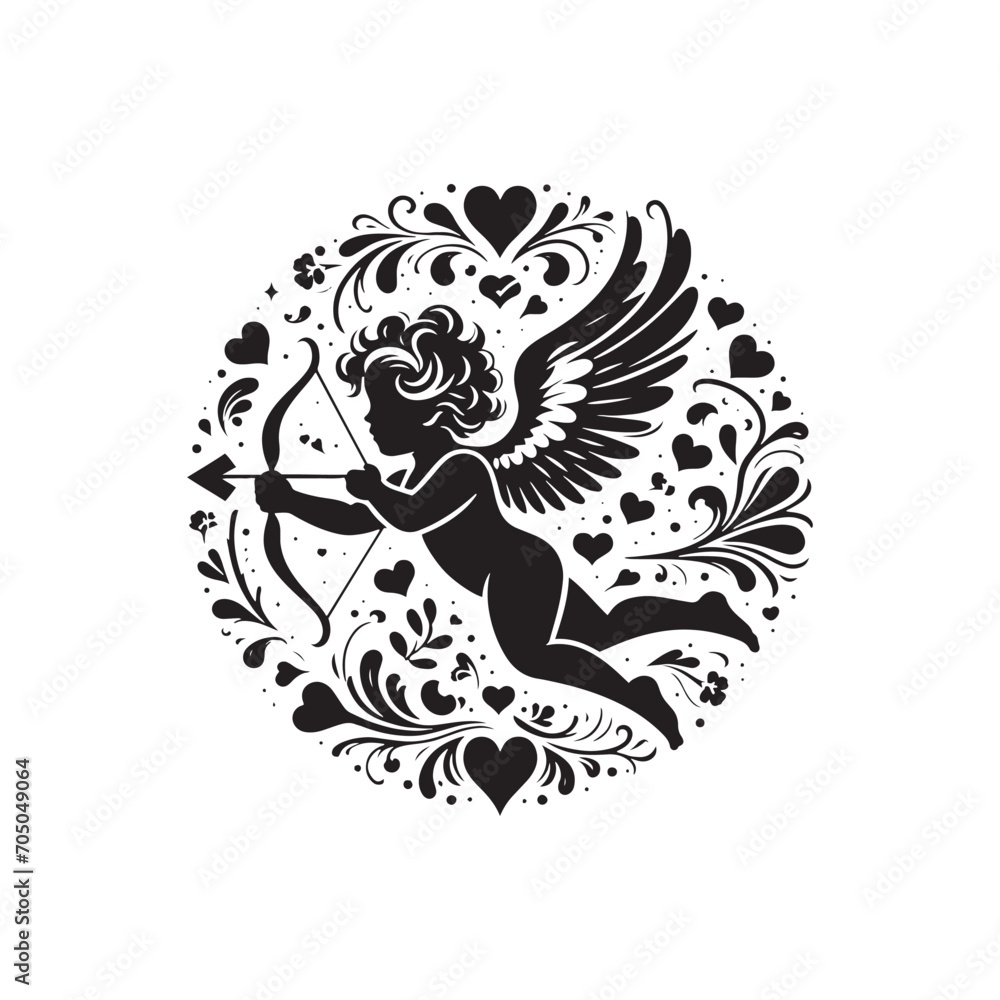 Ephemeral Valentine Cupid's Embrace: Mesmerizing Stock for Romantic Designs - Valentine Cupid Silhouette - Cupid Vector Stock
Ephemeral Valentine Cupid's Embrace: Mesmerizing Stock for Romantic Designs - Valentine Cupid Silhouette - Cupid Vector Stock