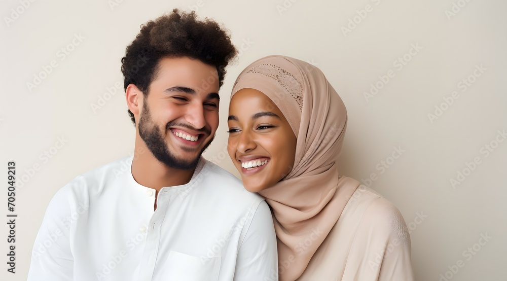 Portait Of A Happy Young Muslim Couple Portait Of A Happy Young Muslim Couple