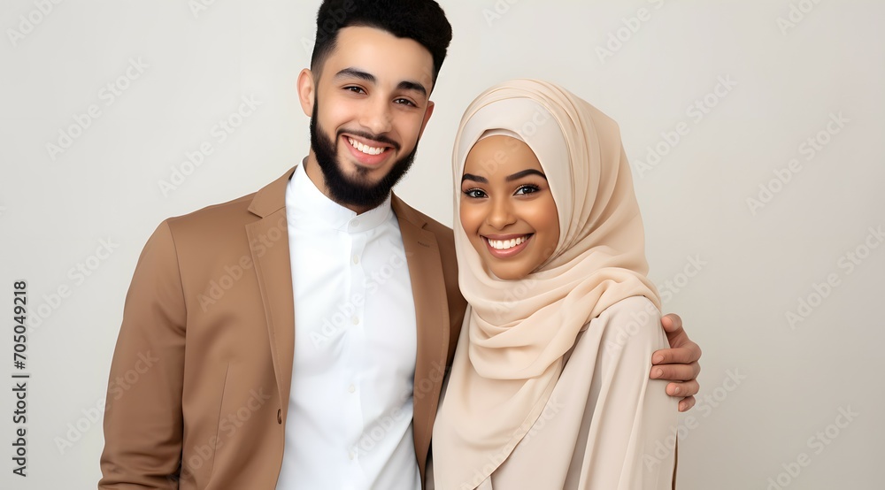 Portait Of A Happy Young Muslim Couple Portait Of A Happy Young Muslim Couple