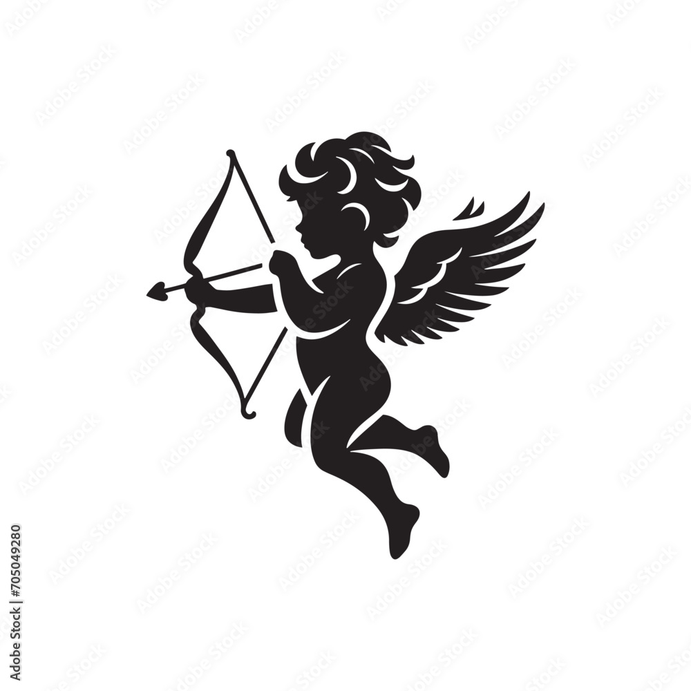 Fototapeta premium Angelic Valentine Cupid's Embrace: Mesmerizing Valentine-Themed Stock - Cupid Vector Stock