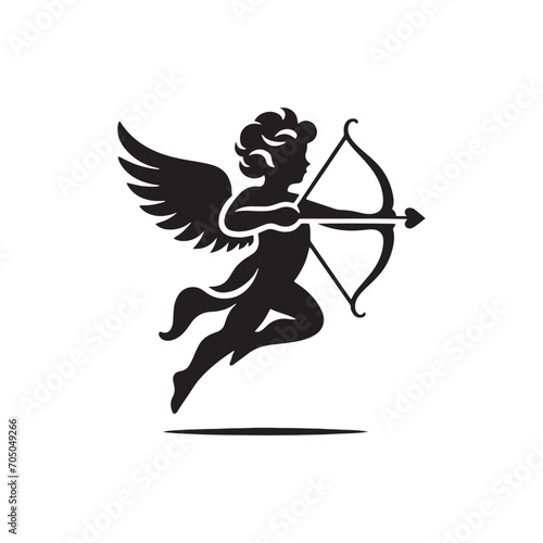 Divine Valentine Cupid's Serenade: Silhouette Perfect for Love-themed Stock - Cupid Vector Stock 
