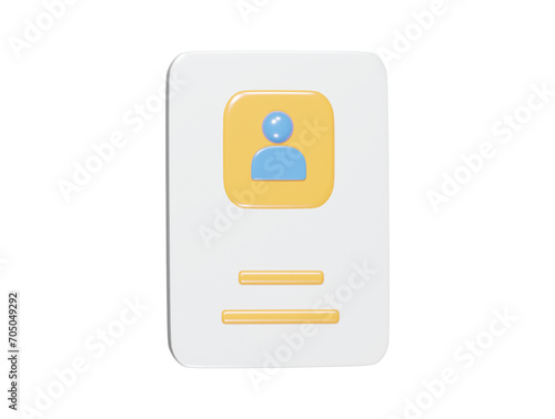Id card icon 3d render illustration