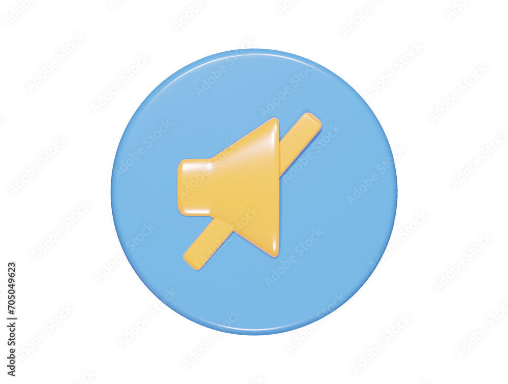 Mute icon 3d render illustration Mute icon 3d render illustration