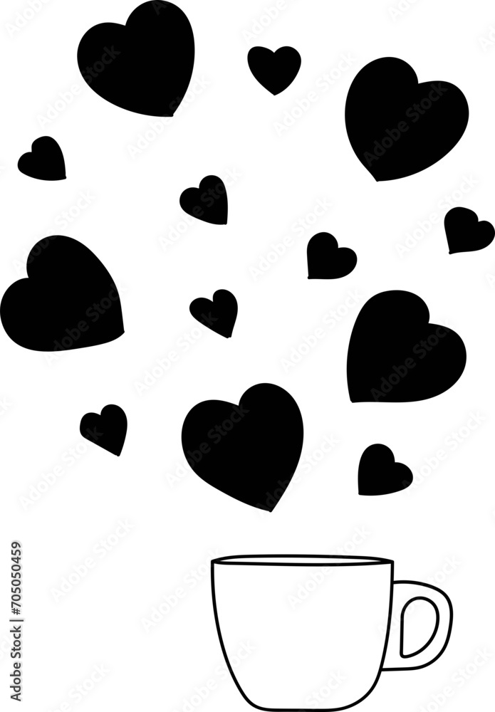 Fototapeta premium Coffee Heart Outline