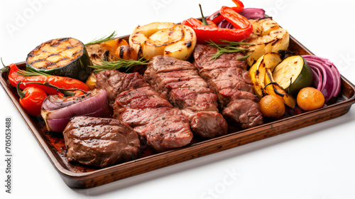 Big family tray with grilled assorted meat served