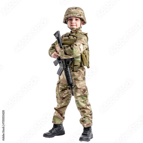 Soldier ,kid isolated on transparent png.