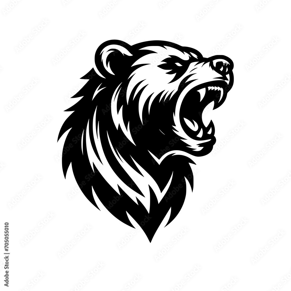 Fototapeta premium Vector logo of an angry bear Professional esport logo of a roaring grizzly. can be used as emblems, tattoo, sign, logo.