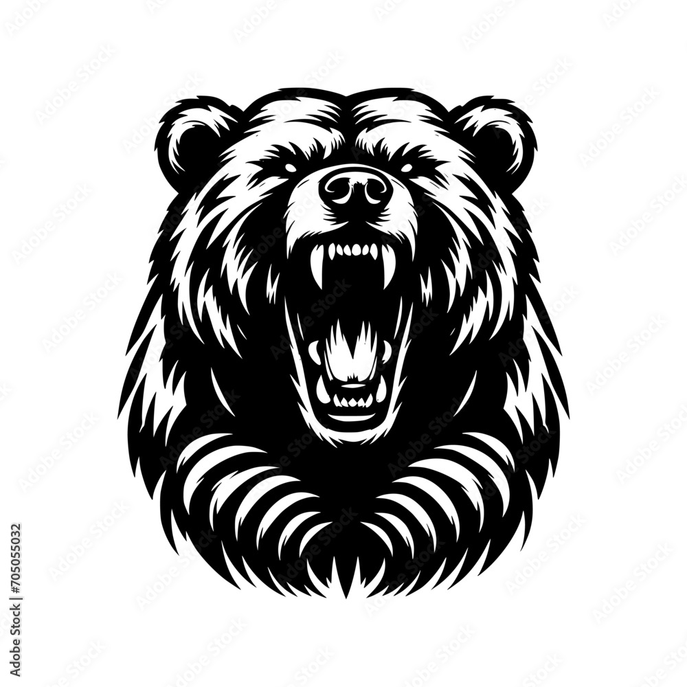 Vector logo of an angry bear Professional esport logo of a roaring grizzly. can be used as emblems, tattoo, sign, logo.