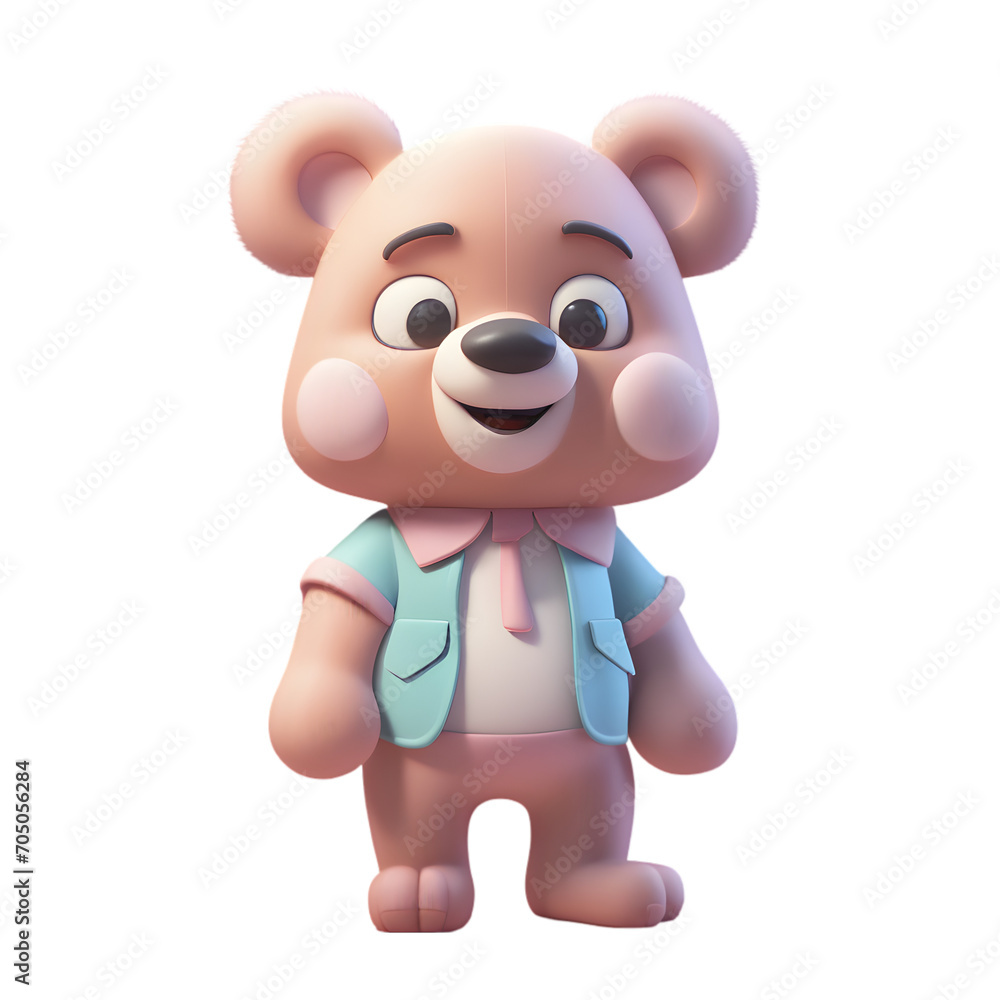Obraz premium Bear Cartoon Character Illustration Art With a Transparent Background Generative AI.