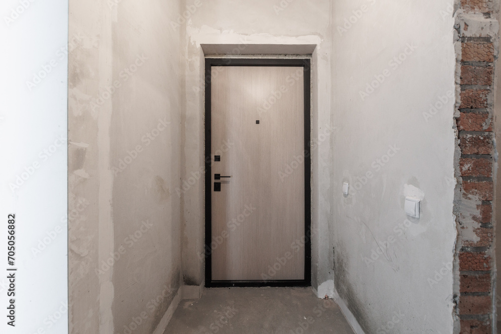 interior of the apartment without decoration in gray colors. rough finish interior of the apartment without decoration in gray colors. rough finish