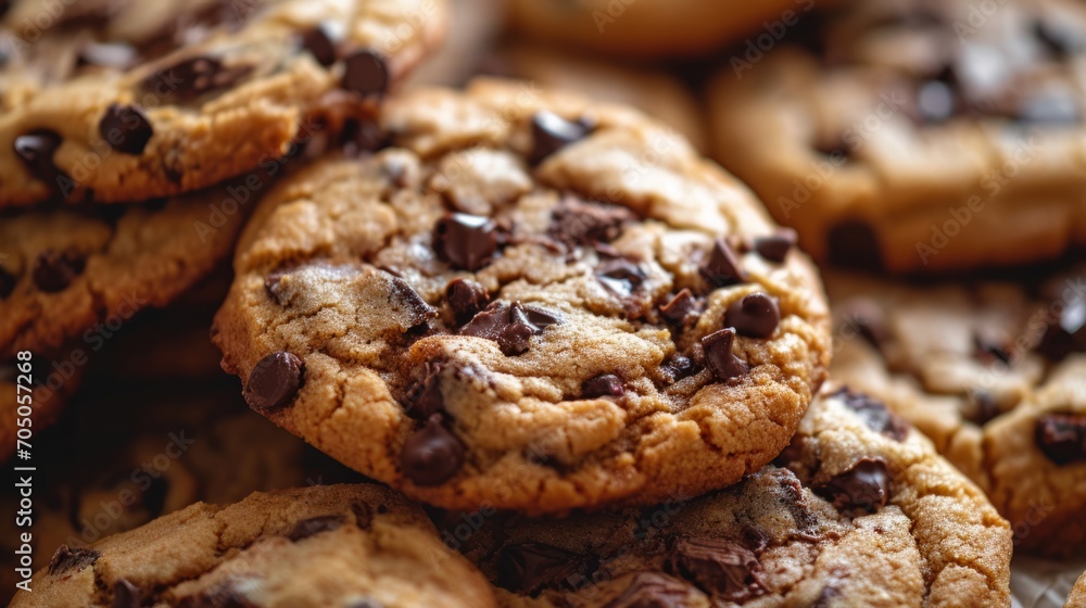A Pile of Chocolate Chip Cookies on a Table, Tempting Treats Ready for Delightful Indulgence
