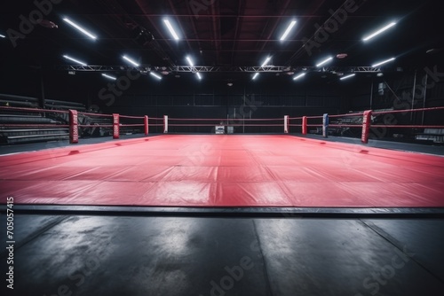 Epic professional boxing arena box ring sport empty background competition professional fight game spotlight stage fight match indoor tournament action platform for athletes engagement viewers event