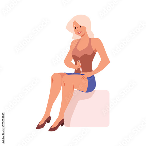 Thigh self-injection of insulin for individuals with diabetes, vector isolated.