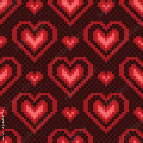 The seamless red background with hearts.