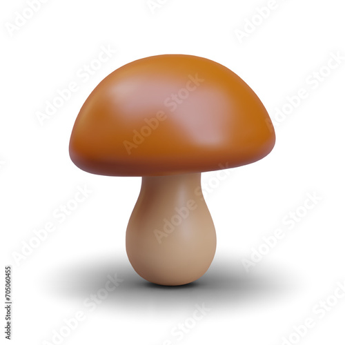 Popular edible mushroom in vertical position. Autumn forest concept. Porcino. Natural eco ingredient for vegetarian dish. Realistic illustration on white background