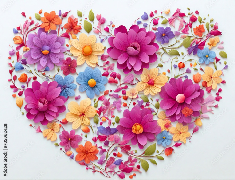 heart made of flowers. Flower frame border