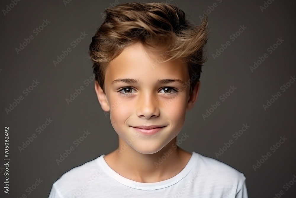Portrait of a cute young boy with blond hair. Studio shot. Portrait of a cute young boy with blond hair. Studio shot.