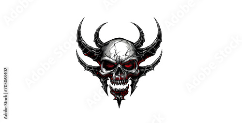 tattoo of a dragon, tattoo design, skull with wings and horns photo