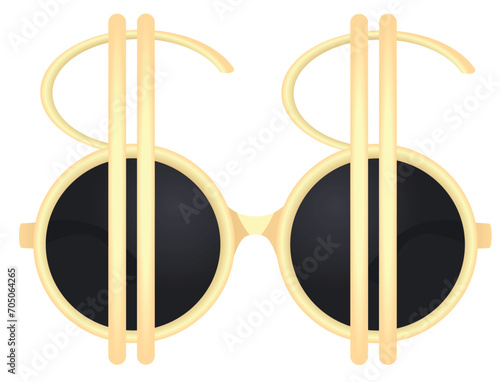 Black glasses with usd icon. vector