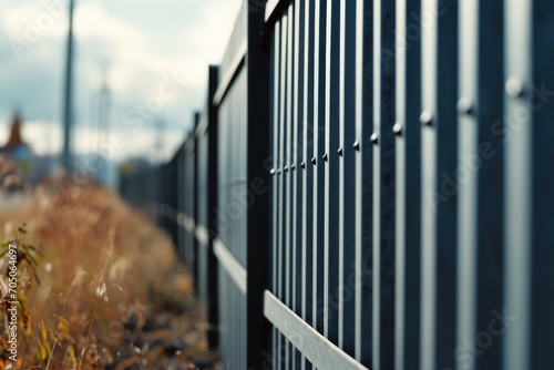 A close-up view of a fence with a beautiful sky in the background. Perfect for adding a touch of nature to any project