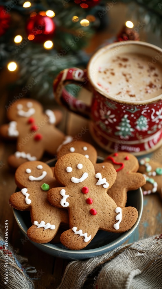 Plate of Gingerbread Cookies Next to Cup of Coffee for a Cozy Treat
