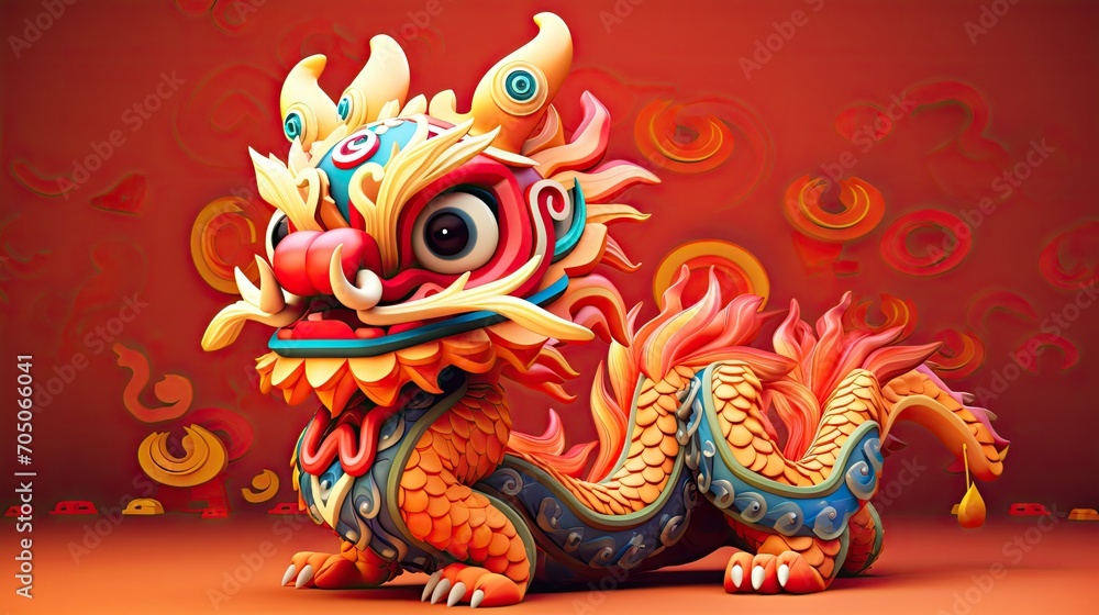 Chinese dragon, which is cute, lively and joyful 