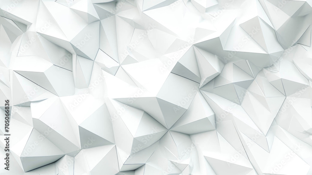 White geometric shapes cluster together, creating a three-dimensional abstract pattern on a monochromatic background White geometric shapes cluster together, creating a three-dimensional abstract pattern on a monochromatic background
