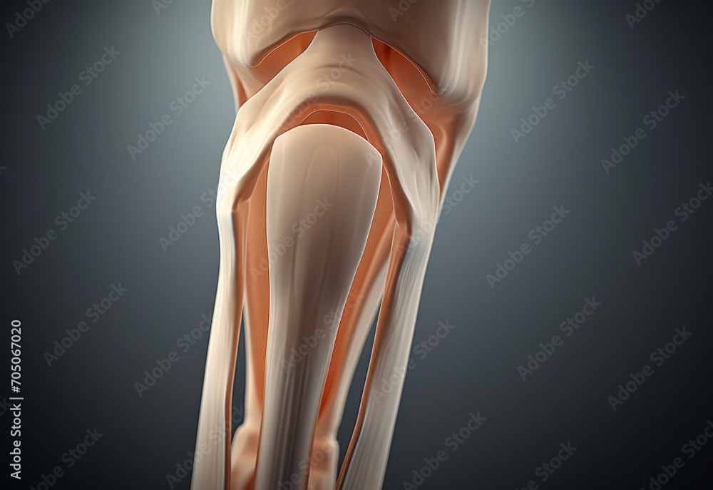 A 3D model of a human knee joint Generative AI - obrazy, fototapety, plakaty 