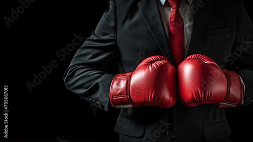 businessman in boxing gloves isolated on black  © buraratn