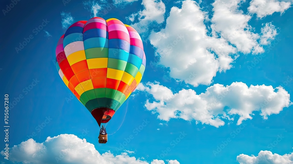 Obraz premium colorful flying balloon in blue sky 