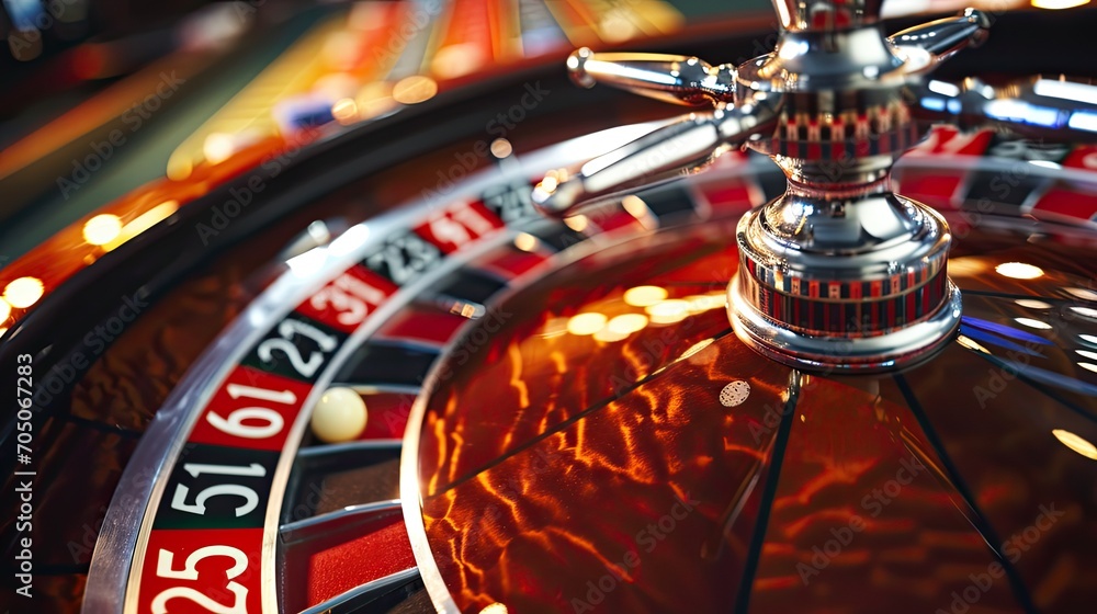 Casino roulette, close-up of a roulette ball Casino roulette, close-up of a roulette ball