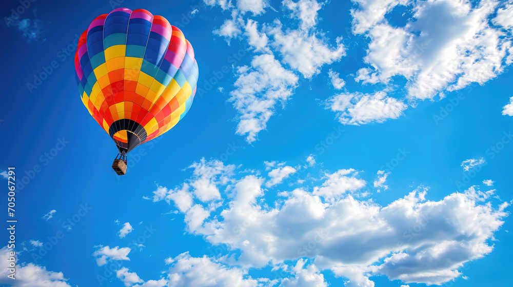 Fototapeta premium colorful flying balloon in blue sky 