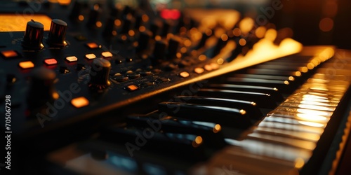 A detailed view of a keyboard in a room. Suitable for technology-related projects