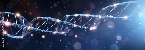 DNA Strand with Sparkling Background Generative AI photo