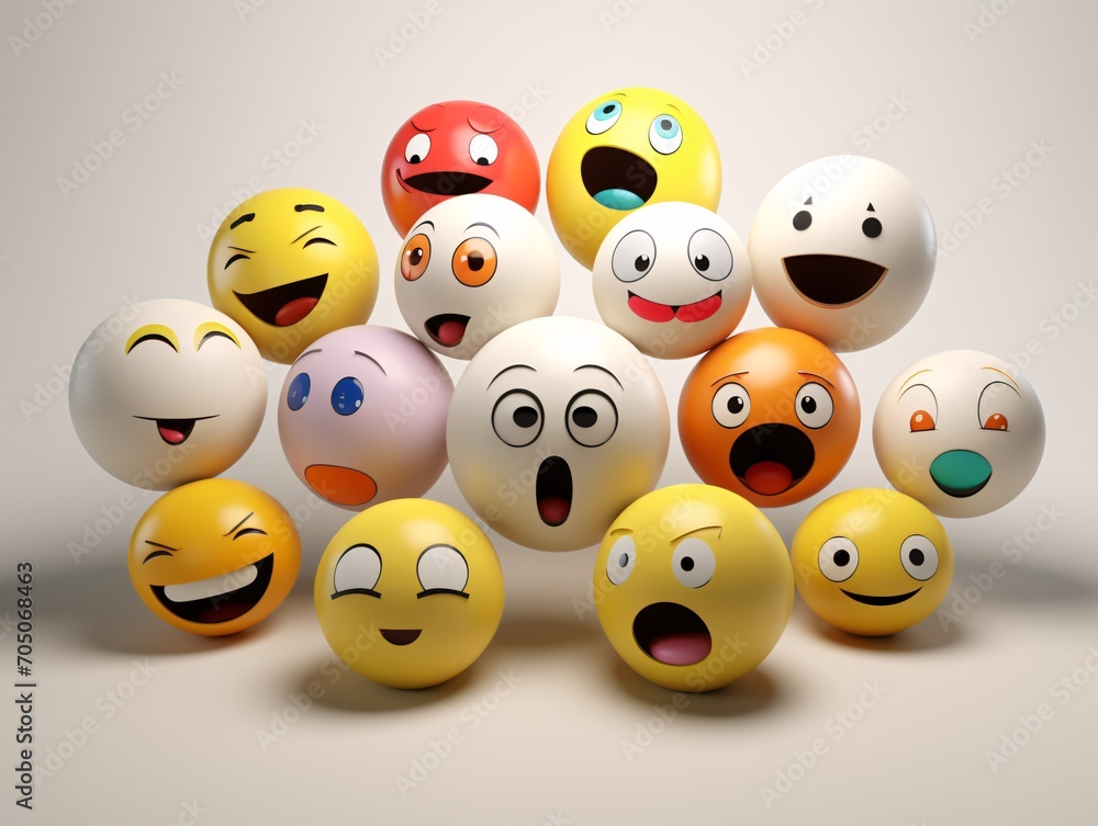 A collection of happy and sad emojis Generative AI A collection of happy and sad emojis Generative AI