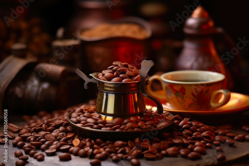 Rich Aroma: Turkish Coffee Pot Still Life