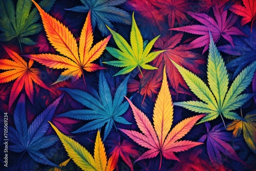 Psychedelic marijuana leaf pattern backdrop - a trippy and kaleidoscopic cannabis design